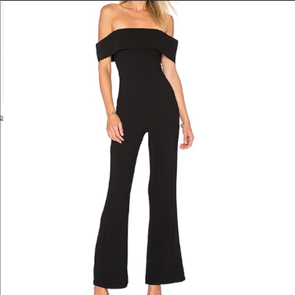 Superdown Black off the shoulder Jumpsuit